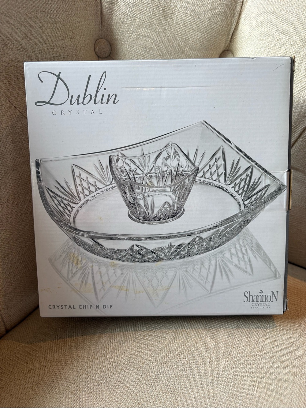 Shannon Crystal by Godinger Dublin Chip & Dip Set NIB